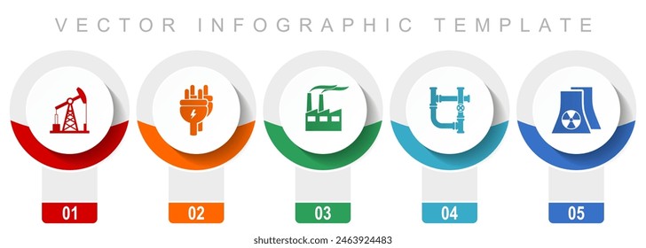 Industrial icon set, miscellaneous vector icons such as oil industry, electricity, factory and nuclear power plant, modern design infographic templatev