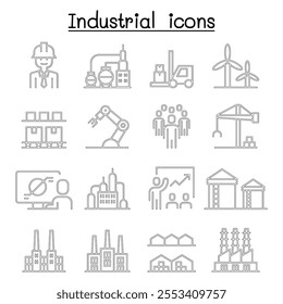 Industrial icon set in thin line style
