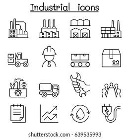 Industrial icon set in thin line style