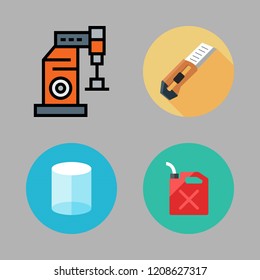industrial icon set. vector set about cylinder, oil, industrial robot and cutter icons set.