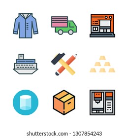 industrial icon set. vector set about gold, coat, warehouse and industrial robot icons set.