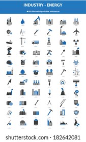 Industrial icon set,Blue version