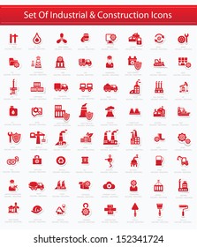 Industrial icon set,Red version,vector