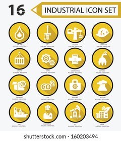 Industrial icon set,Yellow version 01,vector