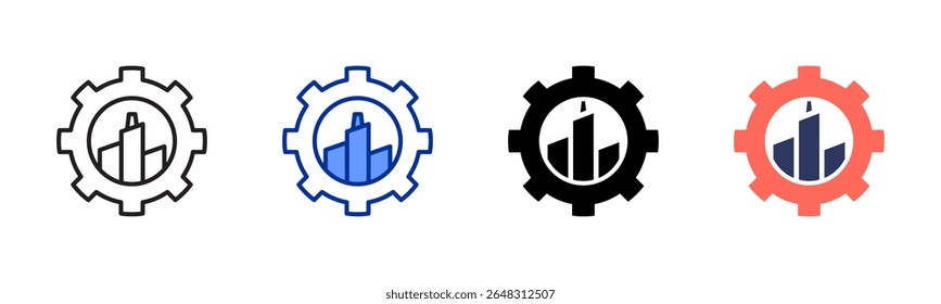 Coleção de vários estilos de folha de ícone industrial