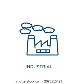 industrial icon. Thin linear industrial outline icon isolated on white background. Line vector industrial sign, symbol for web and mobile