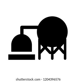 Industrial Icon - Vector Gas Storage Tank Sign Symbol. Industrial Gas Storage Tank Illustration Isolated, Silhouette Oil Platform