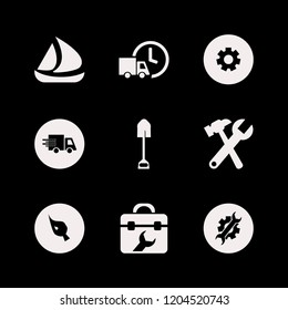 industrial icon. industrial vector icons set wrench gear, brush, fast delivery truck and wrench hammer