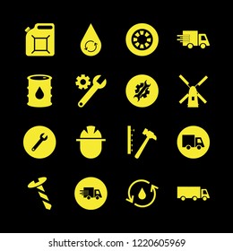 industrial icon. industrial vector icons set wrench gear, screw, builder and windmill