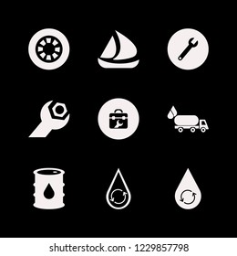 industrial icon. industrial vector icons set oil barrel, ship, hydraulic energy and oil truck
