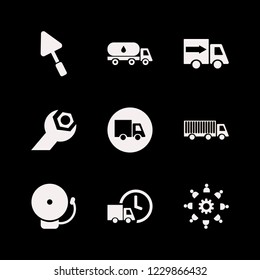 industrial icon. industrial vector icons set truck, wrench gear, trowel and fast delivery truck