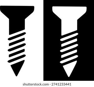Industrial icon, vector illustration of screw, black and white in original and negative design