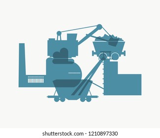 Industrial icons with overlay effect. Design set of coal mine industry.