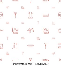 industrial icons pattern seamless white background. Included editable line cargo arrow up, construction crane, vice clamp, nail, crane icons. industrial icons for web and mobile.