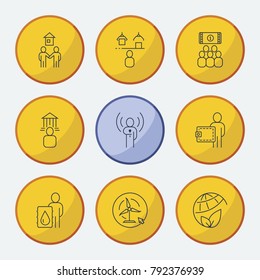 Industrial icons set with concert, iot and game elements. Set of industrial icons and oil gas concept. Editable vector elements for logo app UI design.