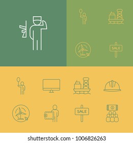Industrial icons set with construction, iot and oil gas elements. Set of industrial icons and building industry concept. Editable vector elements for logo app UI design.