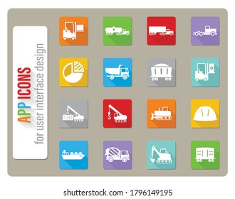 Iconos industriales en diseño plano con sombra larga