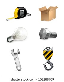 Industrial icons set, vector