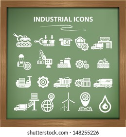 Industrial icons,Blackboard background version,vector