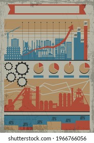 Industrial Infographic Retro Propaganda Posters Style, Plans and Achievements