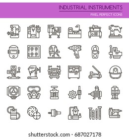 Industrial Instruments , Thin Line and Pixel Perfect Icons
