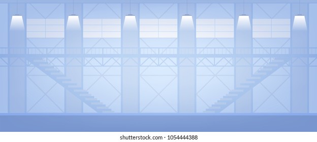 Industrial interior Vector flat illustration 