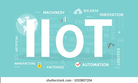 Industrial Internet of things concept illustration on blue.