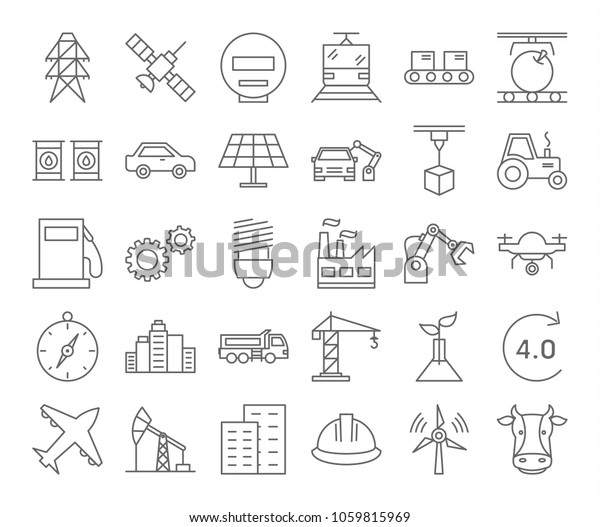 Industrial internet of things icons set
linear
illustrations.
