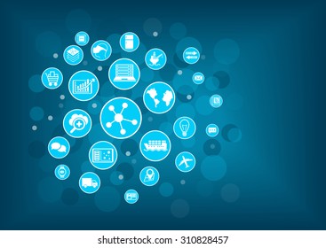 Industrial internet of things (IIOT) concept. Vector illustration of icons symbolizing industry 4.0