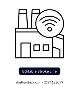 Industrial Internet of Things (IIoT) Icon for Smart Manufacturing. Outline icon