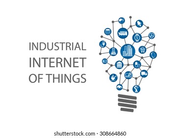 Industrial Internet Of Things (industry 4.0) Vector Illustration. New Business Ideas By Using Digital Technology Concept.