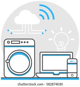 The Industrial Internet of Things - Infographic Icon Elements from Logistics Technology Set. Flat Thin Line Icon Pictogram for Website and Mobile Application Graphics.