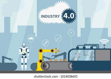 Industrial internet of things. Modern digital factory 4.0 . Vector illustration EPS 10.