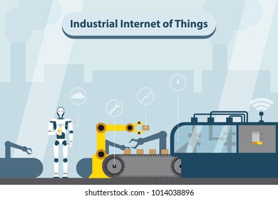 Internet industrial de las cosas. Fábrica digital moderna 4.0 . Ilustración del vector EPS 10.