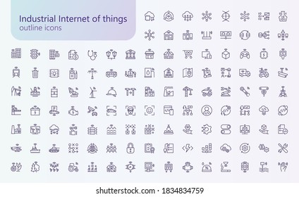 industrial internet of things outline icons for web, mobile and VR interfaces