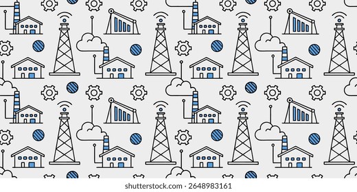 Industrial IoT Sensor Pixel Background.A seamless pattern that represents concept of Internet of Things in industry.Includes sensor networks, monitoring systems,and elements of connected manufacturing