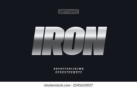 Industrial iron font, heavy italic letters. Powerful font for sport logo, speed racing headline, automotive branding. Vector typeset