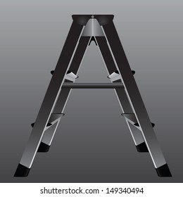 Industrial ladder for working in areas with low ceiling. Vector illustration.