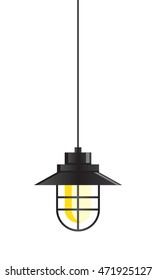 Industrial Lamp. Flat Design, Vector Illustration EPS 10 Isolated On White Background.