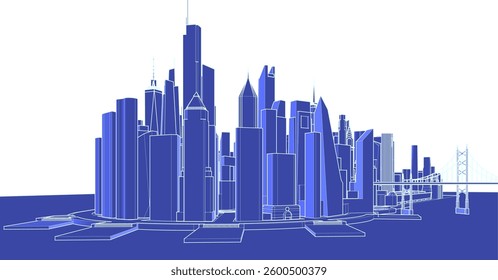  industrial landscape of a modern city 3d illustration