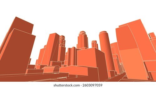 industrial landscape of a modern city 3d illustration	