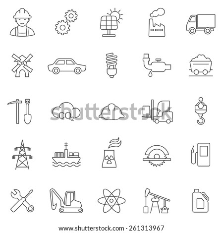 Industrial line icon set