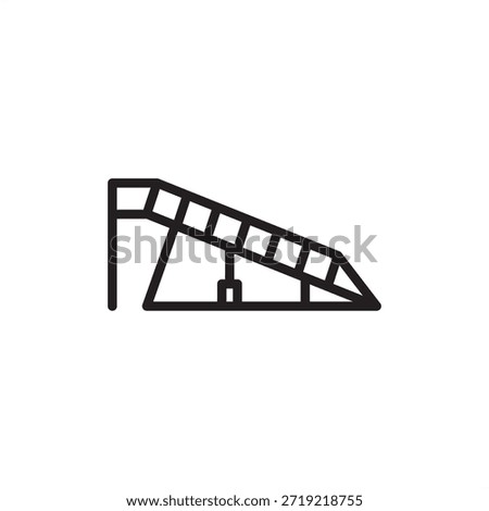Industrial loading dock leveler icon, depicting an adjustable hydraulic ramp for warehouse logistics, symbolizing efficient material handling, freight transport, and seamless supply chain operations.