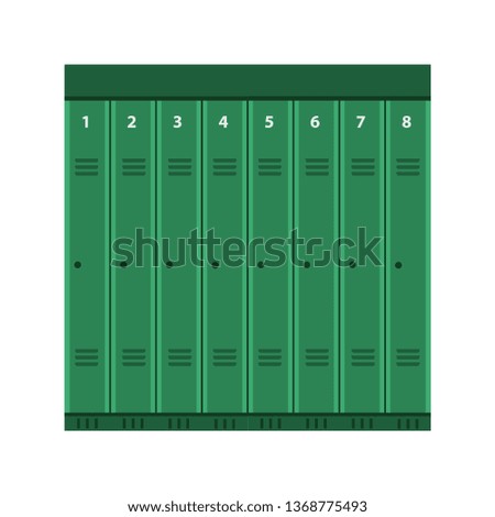 Industrial locker vector metal door box icon. Steel security element storage set. Wall group cabinet key floor