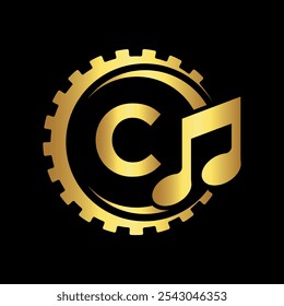 Industrial Logo combine with letter C vector template