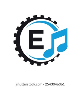 Industrial Logo combine with letter E vector template