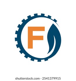 Industrial Logo combine with letter F vector template