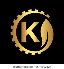 Industrial Logo combine with letter K vector template