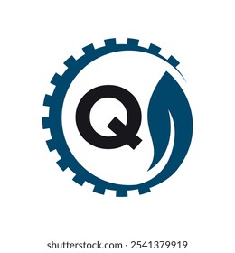 Industrial Logo combine with letter Q vector template