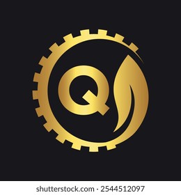 Industrial Logo combine with letter Q vector template